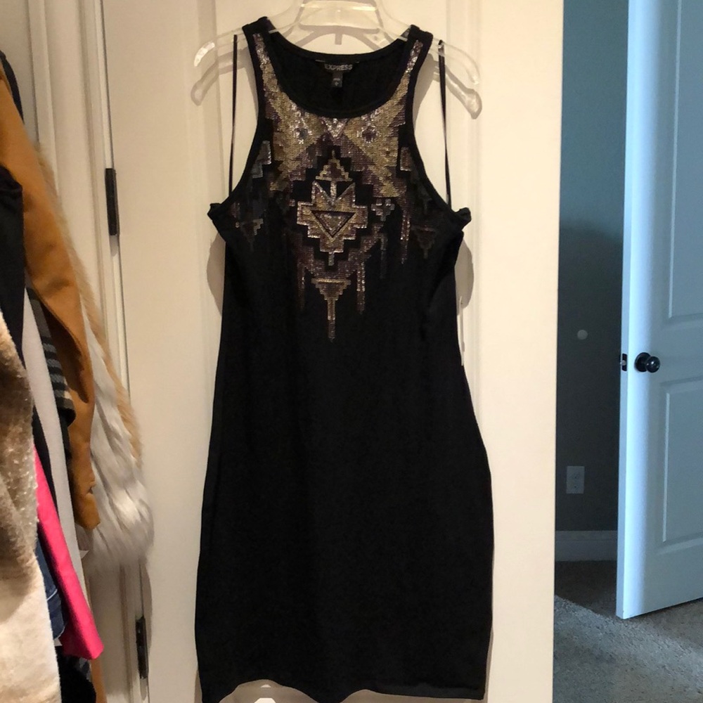 Express sleeveless sequin chest mini dress
